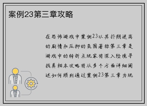 案例23第三章攻略
